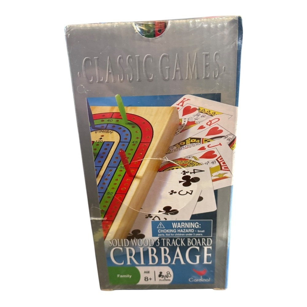 Cribbage Cardinal Solid Wood 3 Track Board Game 2 Players Ages 8+